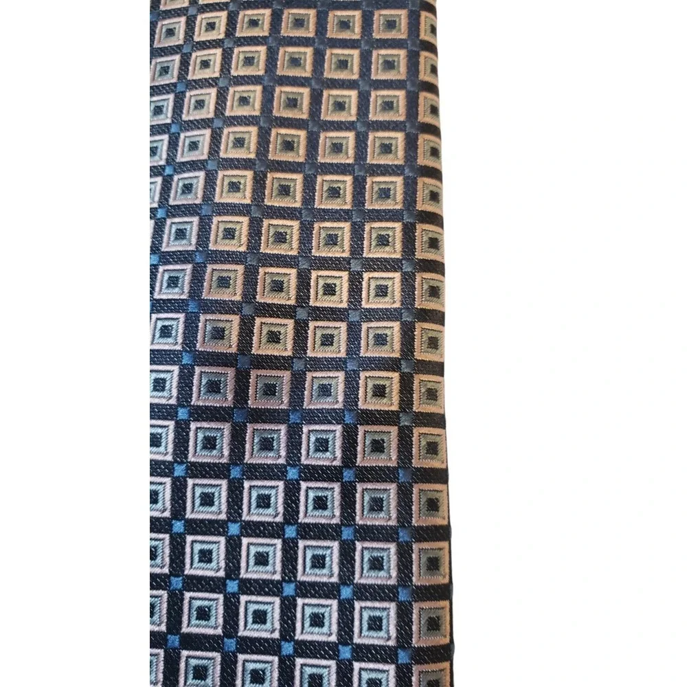 Bergamo New York Luxury Neck Tie Geometric Gray Blue Pointed Casual Business Men
